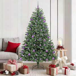 FELWIN Artificial Hinged Christmas Tree Green 180 cm PVC and Metal