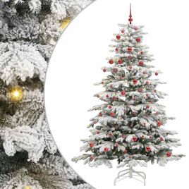 BRILAN Artificial Hinged Christmas Tree White 210 cm PE and PVC