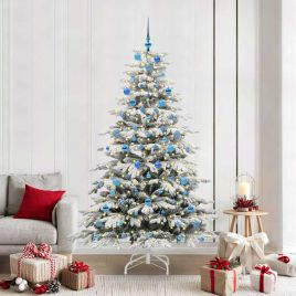 BRILAN Artificial Hinged Christmas Tree White 210 cm PE and PVC