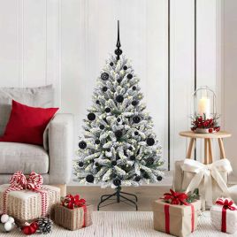 BRILCA Artificial Christmas Tree Green and White 120 cm PVC and Metal