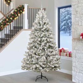 BRILCA Artificial Christmas Tree Green and White 270 cm PVC and Metal