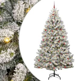 BRILCA Artificial Christmas Tree Green and White 300 cm PVC and Metal