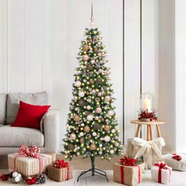 BRINLO Artificial Christmas Tree with 300 LEDs with Stand Green 180 cm