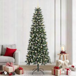 BRINLO Artificial Christmas Tree with 300 LEDs with Stand Green 240 cm