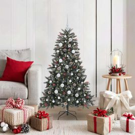 BRINLO Artificial Christmas Tree with 150 LEDs with Stand Green 120 cm