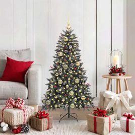 BRINLO Artificial Christmas Tree with 150 LEDs with Stand Green 120 cm