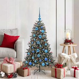 BRINLO Artificial Christmas Tree with 150 LEDs with Stand Green 120 cm