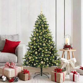 COZERA Artificial Hinged Christmas Tree 150 LEDs Green 150 cm