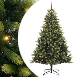 BRISKA Artificial Hinged Christmas Tree 300 LEDs Green 210 cm