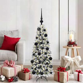 BRISKA Artificial Christmas Tree with 150 LEDs with Stand White 120 cm