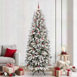 BRISKA Artificial Christmas Tree with 300 LEDs with Stand White 240 cm