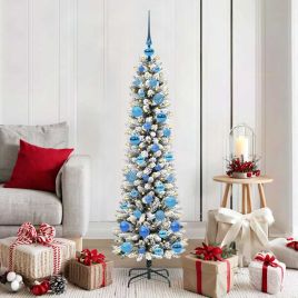 FIRDEN Artificial Christmas Tree with 150 LEDs Green and white 150 cm