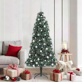 FIRDEN Artificial Pre-lit Christmas Tree with Ball Set Green 180 cm