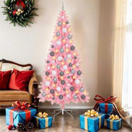 CINDOR Christmas Tree with 300 LEDs with Stand Pink 180 cm PVC