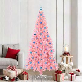 CINDOR Christmas Tree with 300 LEDs with Stand Pink 210 cm PVC