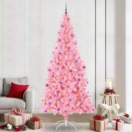 CINDOR Christmas Tree with 300 LEDs with Stand Pink 240 cm PVC