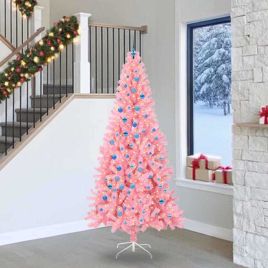CINDOR Christmas Tree with 300 LEDs with Stand Pink 240 cm PVC
