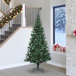 CHERLI Artificial Pre-lit Christmas Tree Green 240 cm PVC and Metal