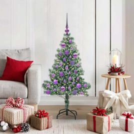 CINDEL Artificial Christmas Tree Snow Flocked with LED Light 120 cm