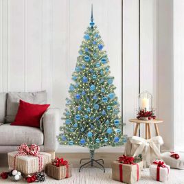 CINDEL Artificial Christmas Tree Snow Flocked with LED Light 180 cm