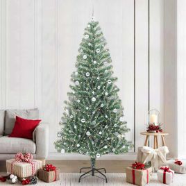 CINDEL Artificial Christmas Tree Snow Flocked with LED Light 240 cm