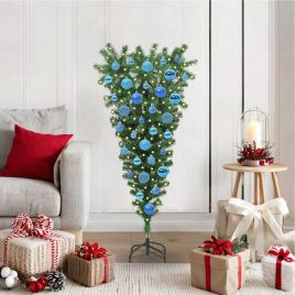 CINDEL Upside-down Artificial Pre-lit Christmas Tree with Ball Set