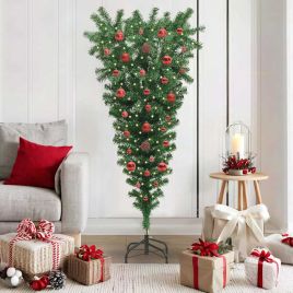 CINDEL Upside-down Artificial Pre-lit Christmas Tree with Ball Set