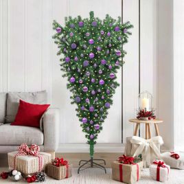 CINDEL Upside-down Artificial Pre-lit Christmas Tree with Ball Set