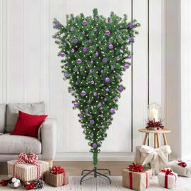 CINDEL Upside-down Artificial Pre-lit Christmas Tree with Ball Set