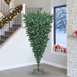 CINDEL Upside-down Artificial Pre-lit Christmas Tree with Ball Set