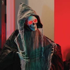 SPOOKA Halloween Hanging Grim Reaper Decoration - Black Scary Prop 112 x 164 cm
