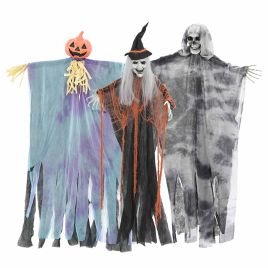 Halloween Hanging Ghost Decorations - Set of 3 Multicolour Polyester Props 61 x 97 cm