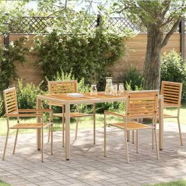PROVALE Garden Stacking Chairs 4 pcs Brown and - Beige