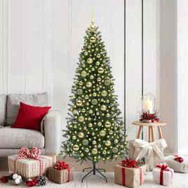 FLINRA Christmas Bauble Set with 300 LEDs 120 pcs Gold Plastic