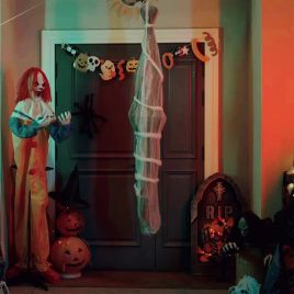 SPOOKA Halloween Hanging Cocoon Corpse Decoration - Green Foam and Fabric Prop 180 cm