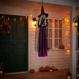 SPOOKA Halloween Hanging Witch Decoration - Purple Halloween Prop 30 x 133 cm