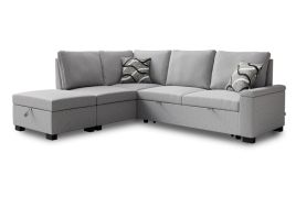 THORNWICK Fabric 4 Seater L Shaped Corner Sofa Bed - Grey, Left Hand Facing