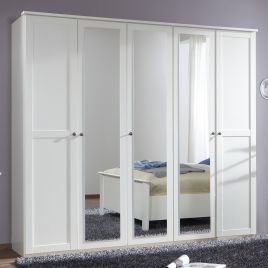 CONWAY 5 Door Mirrored Wardrobe White - 225cm