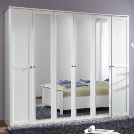 CONWAY 6 Door Mirrored Wardrobe White - 270cm