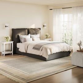 SOLDAY Super Kingsize Linen Bedframe - Deep Grey
