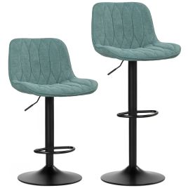 HERON Set of Two Linen Look Bar Stools Blue