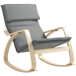 HERON Comfortable Relax Rocking Chair Upholstered Lounge Chair Grey