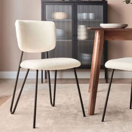 Set of 2 Boucle Dining Chairs Off-White NELKO