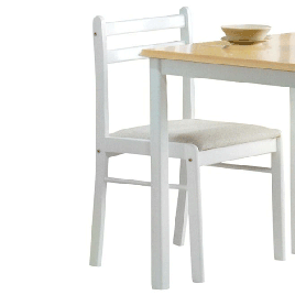 Gretna Pair of Natural and White Solid Rubberwood Dining Chairs Set