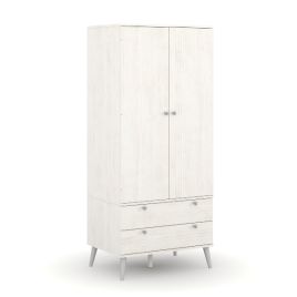 AGNITE 2 Door Wardrobe with 2 Drawers White - 76.5cm
