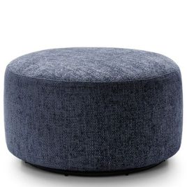 ZAZZLES Smart Linen Swivel Footstool - Dark Blue