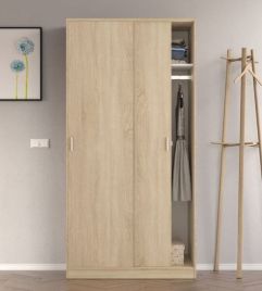 ERICH 2 Door Sliding Wardrobe Oak Finish - 100cm