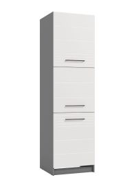 Pedrosky White High Gloss And Grey 60cm Tall Kitchen Larder Unit Pantry Cupboard - White
