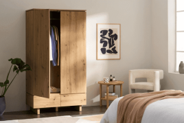 TUNA 2 Door Wardrobe with 2 Drawers Oak - 99cm