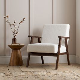 ELVRIC Boucle Fabric Armchair - White